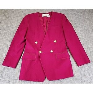 JH Collectibles 100% Wool Blazer Womens Size 6 Purple Tweed Gold Lion Button